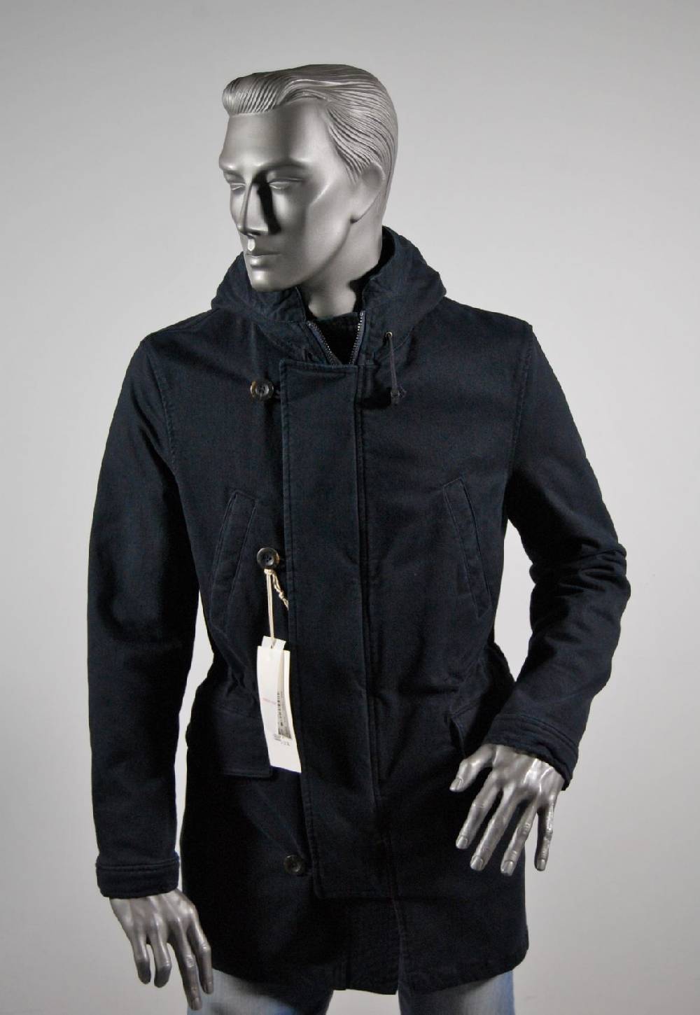 John Barritt Parka Blouson Slim Fit Con Cappuccio Blu John Barritt