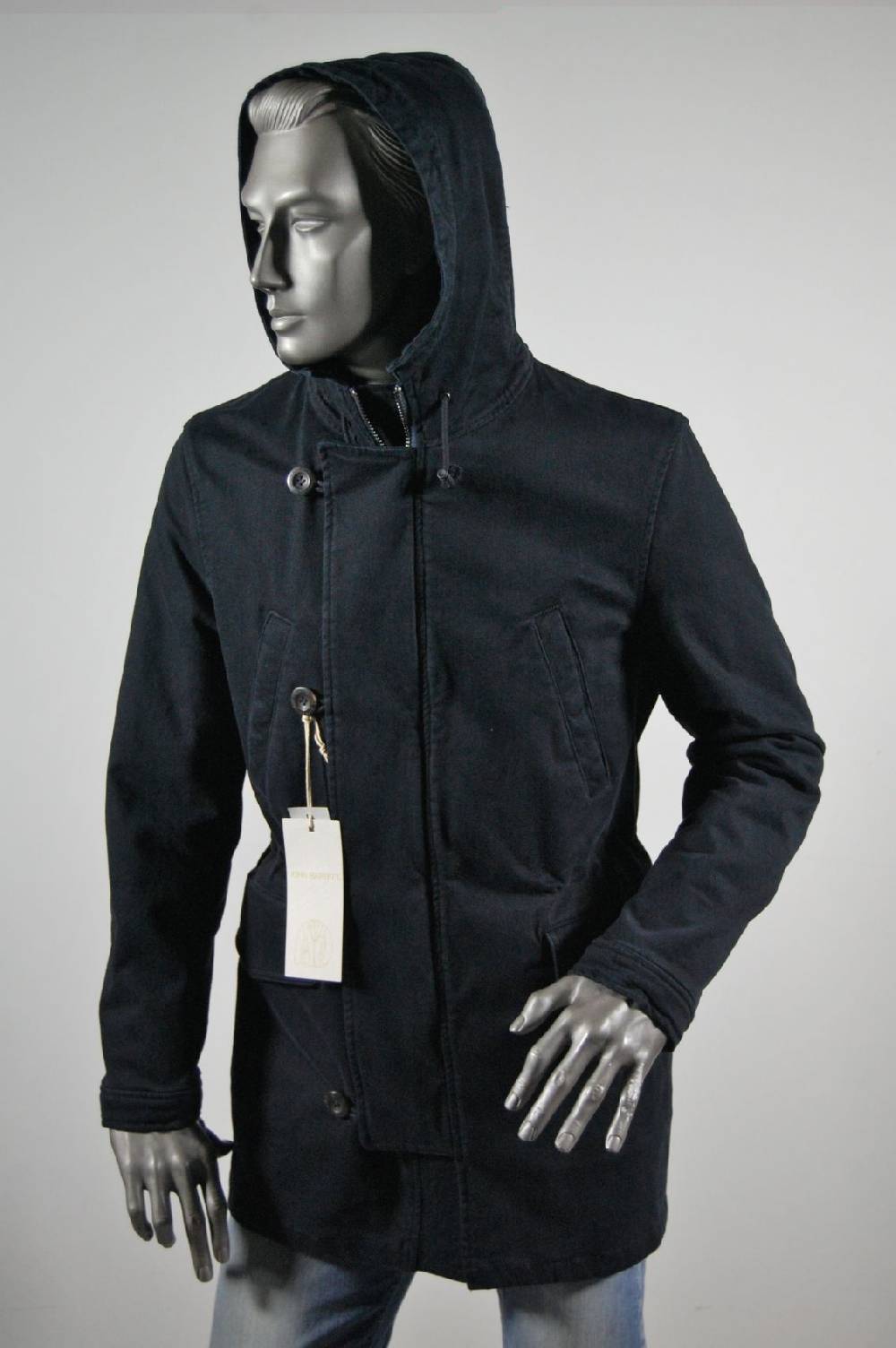 John Barritt Parka Blouson Slim Fit Con Cappuccio Blu John Barritt