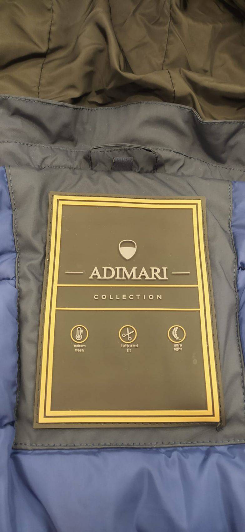 Adimari Parka In Eco Piuma Blu Adimari Con Cappuccio