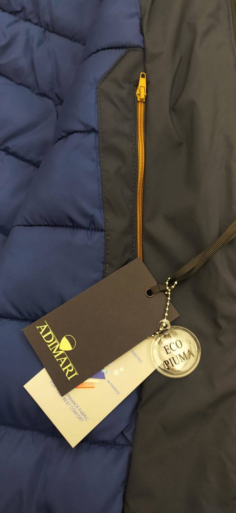 Adimari Parka In Eco Piuma Blu Adimari Con Cappuccio