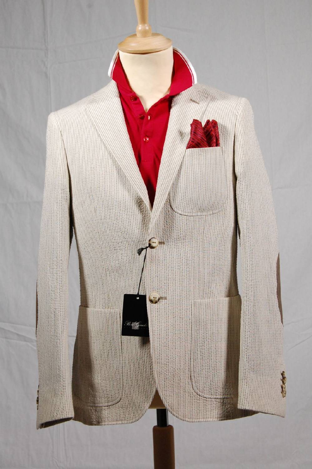 Piero Giachi Giacca In Cotone Beige A Righe