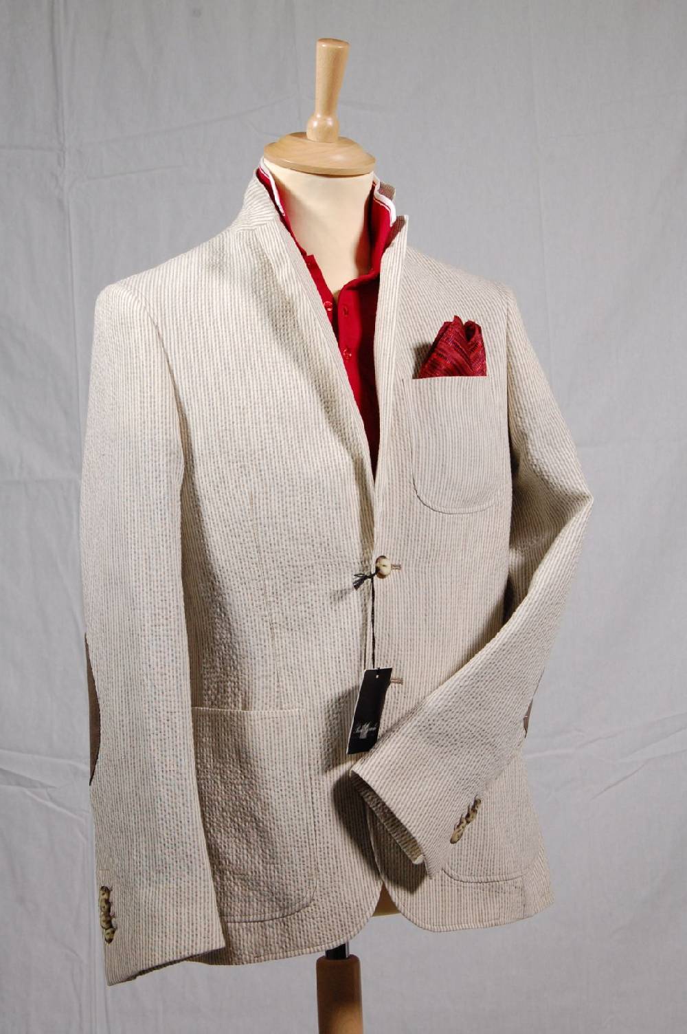 Piero Giachi Giacca In Cotone Beige A Righe