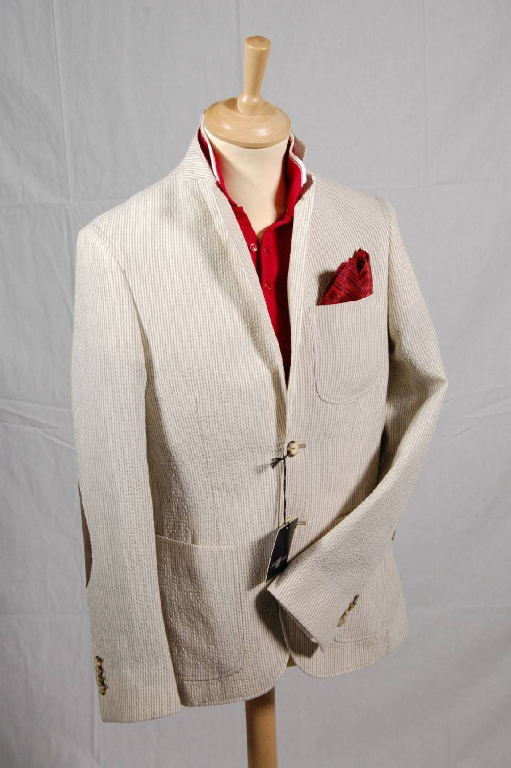 Piero Giachi Giacca In Cotone Beige A Righe