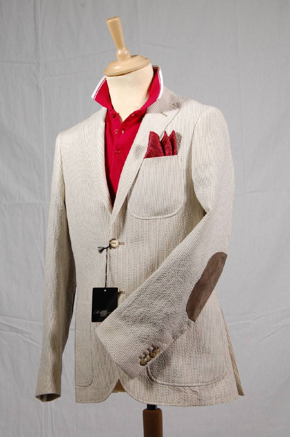 Piero Giachi Giacca in cotone Beige a righe