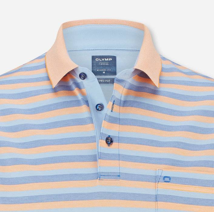 Olymp Polo A Righe Con Taschino In Cotone Mercerizzato Olymp