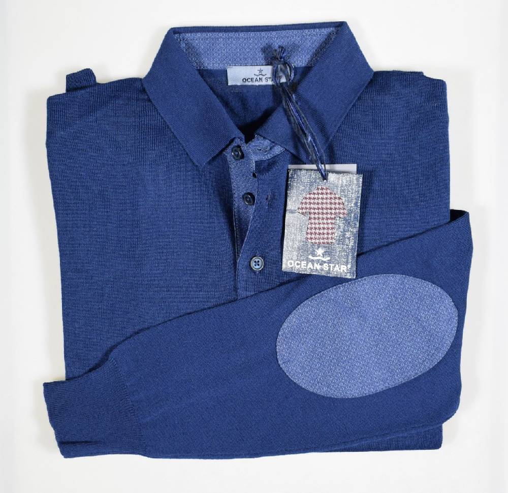 Ocean Star Polo A Tre Bottoni In Misto Lana Pettinata Ocean Star Made In Italy
