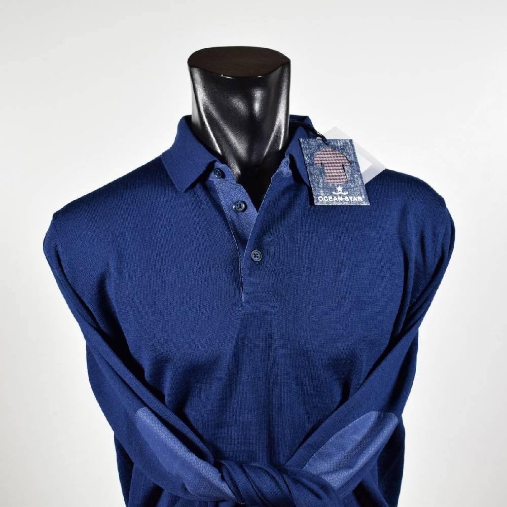 Ocean Star Polo A Tre Bottoni In Misto Lana Pettinata Ocean Star Made In Italy