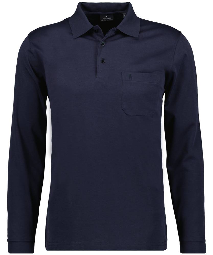 Ragman Polo blu scuro con taschino ragman no stiro modern fit