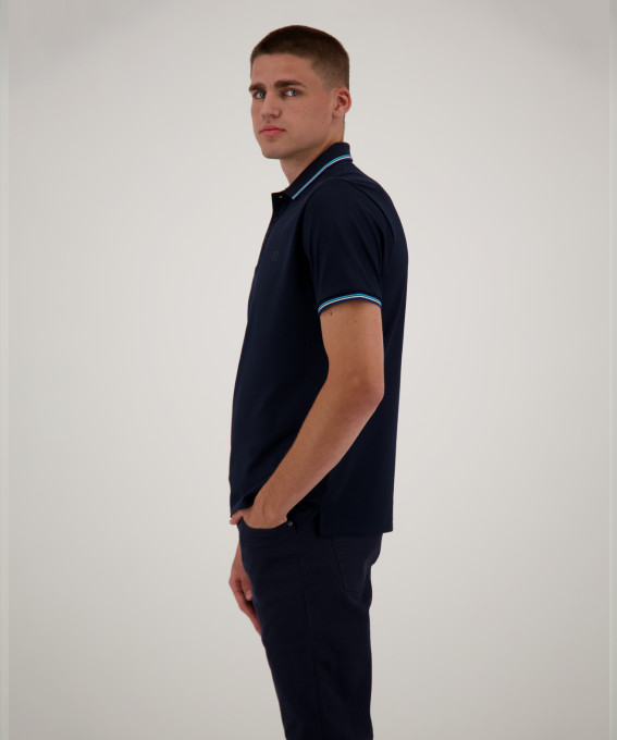 Ragman Polo Blu Scuro In Tessuto Performante Ragman Modern Fit