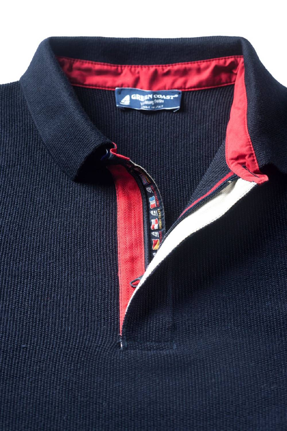 Green Coast Polo Con Zip Green Coast Blu Modern Fit Made In Italy