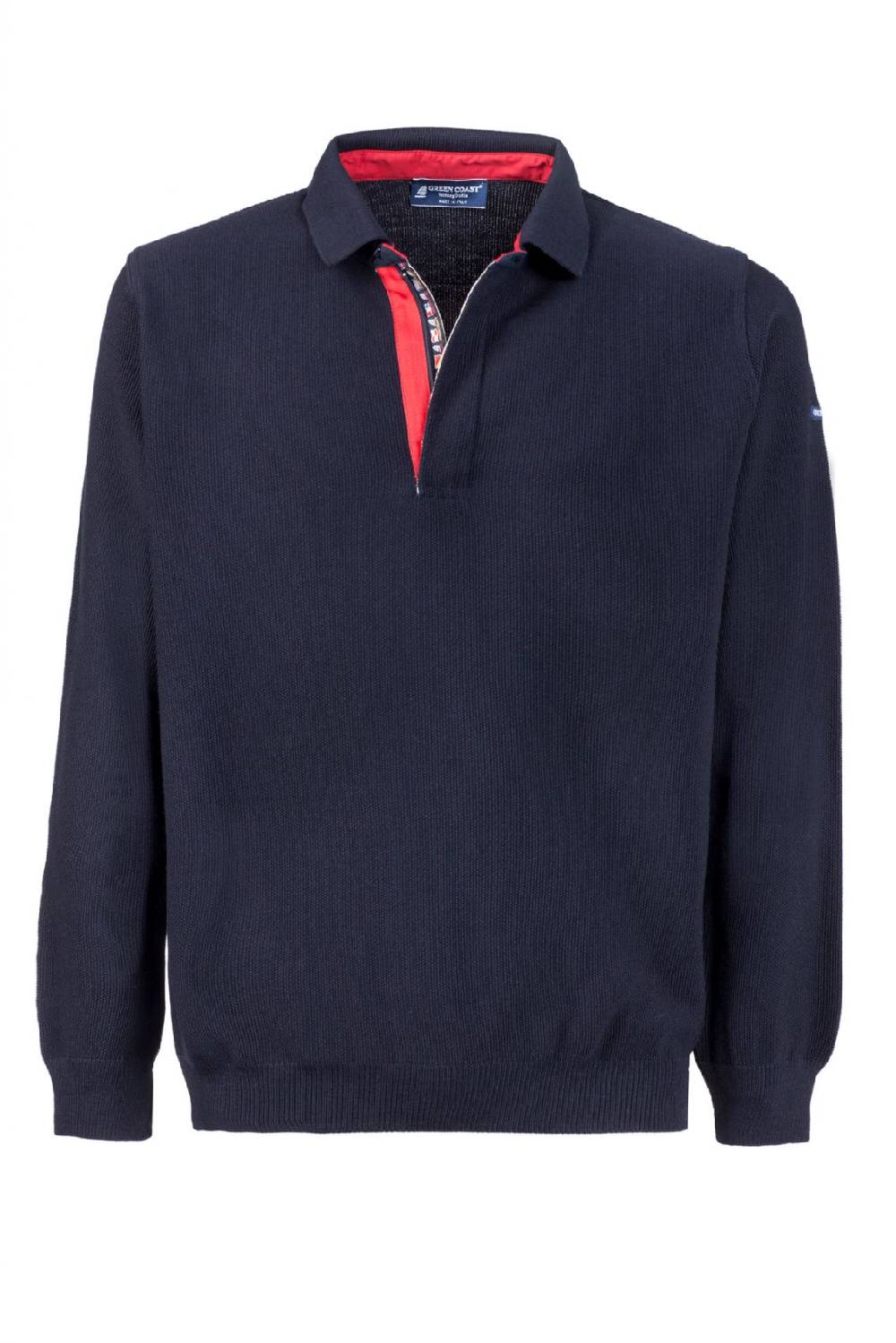 Green Coast Polo con zip green coast blu modern fit made in italy