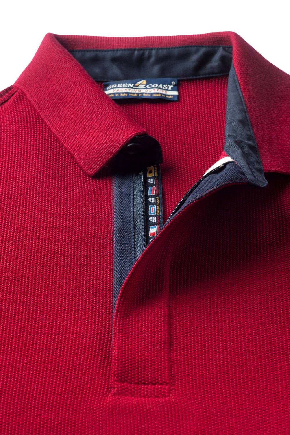 Green Coast Polo Con Zip Green Coast Bordò Modern Fit Made In Italy
