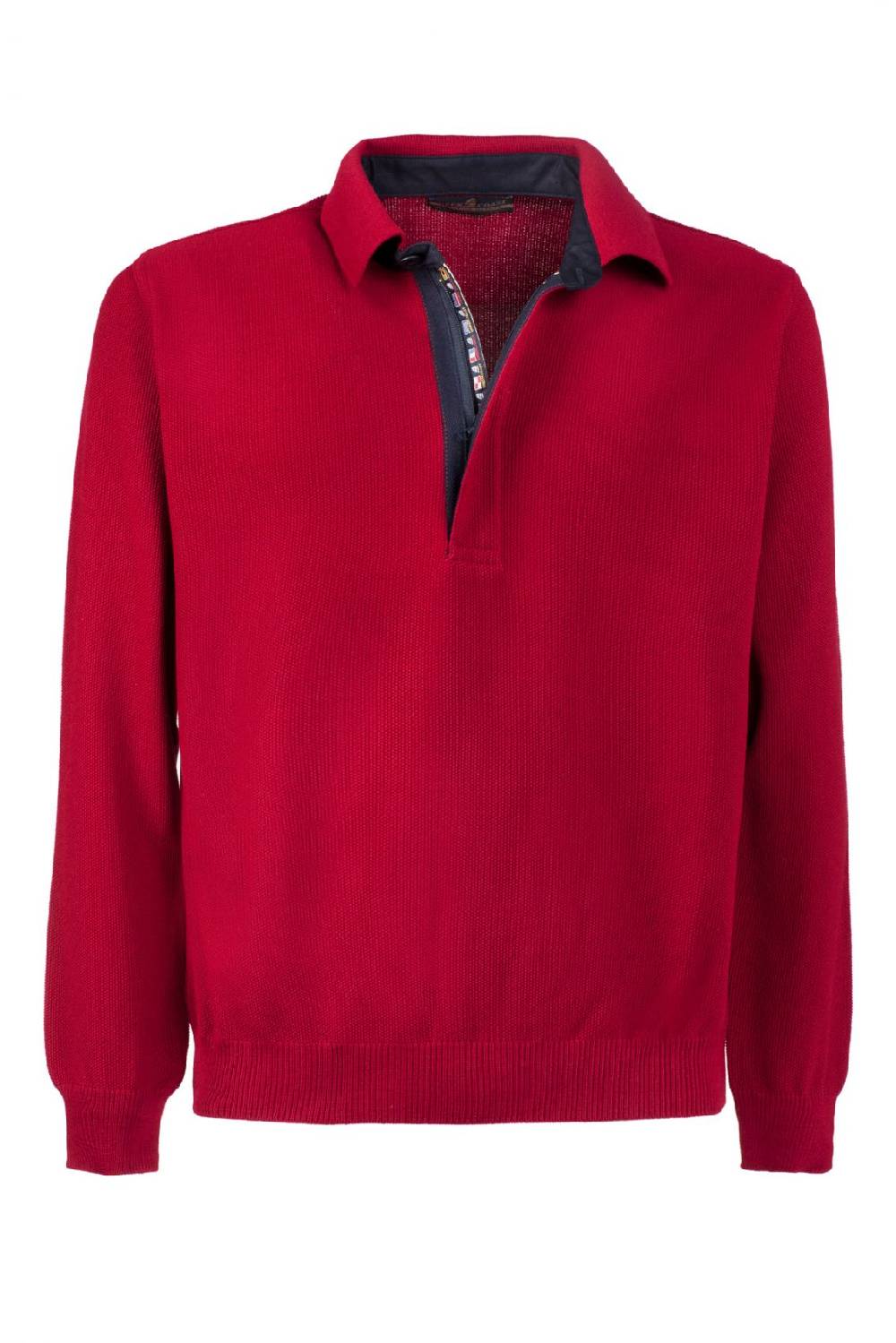 Green Coast Polo con zip green coast bordò modern fit made in italy