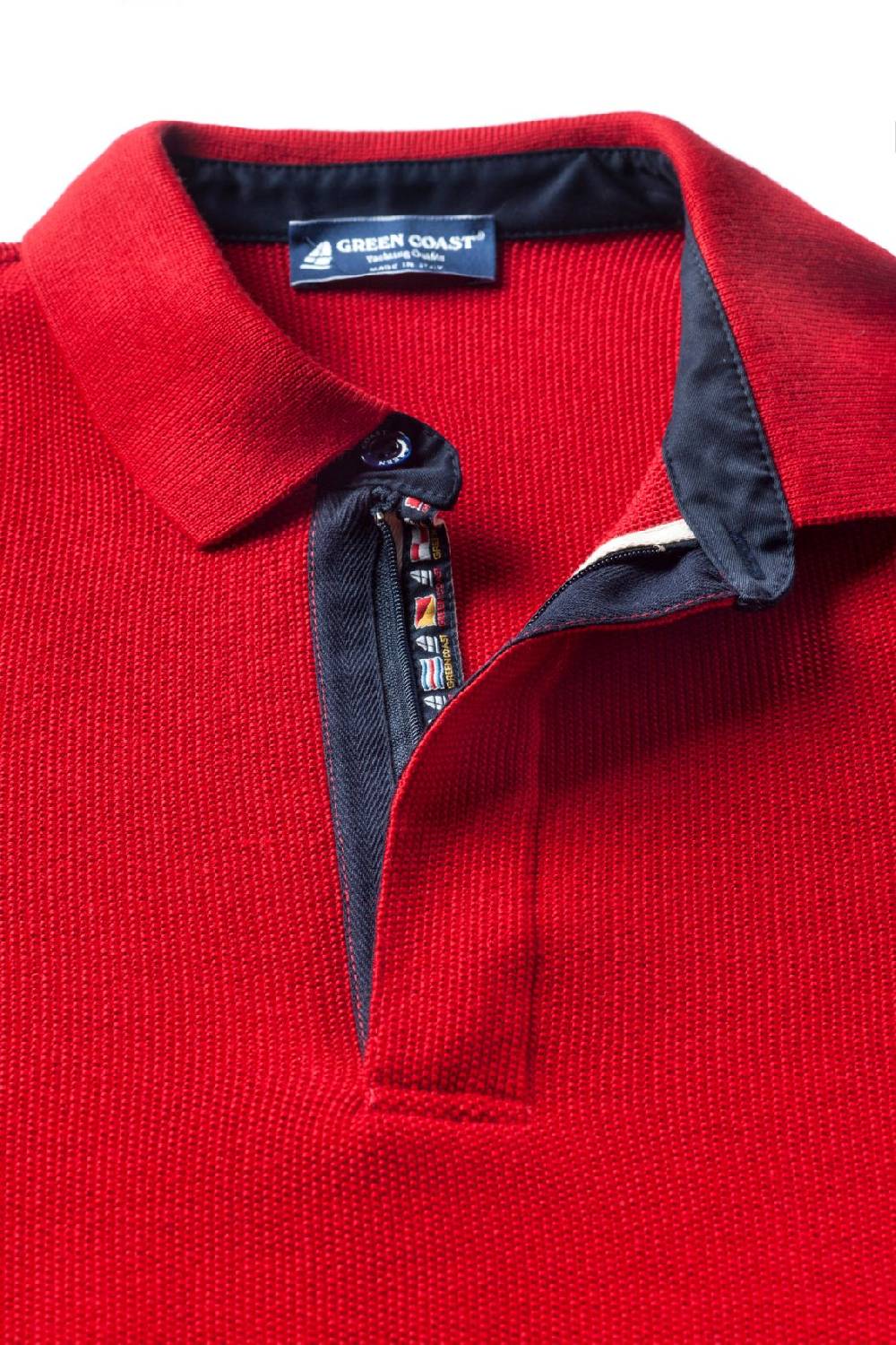 Green Coast Polo Con Zip Green Coast Rossa Modern Fit Made In Italy