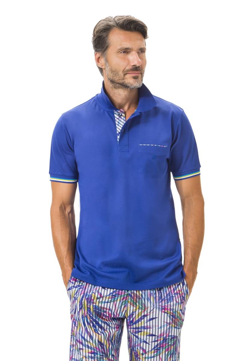 Green Coast Polo green coast blu marine con taschino in filo di scozia