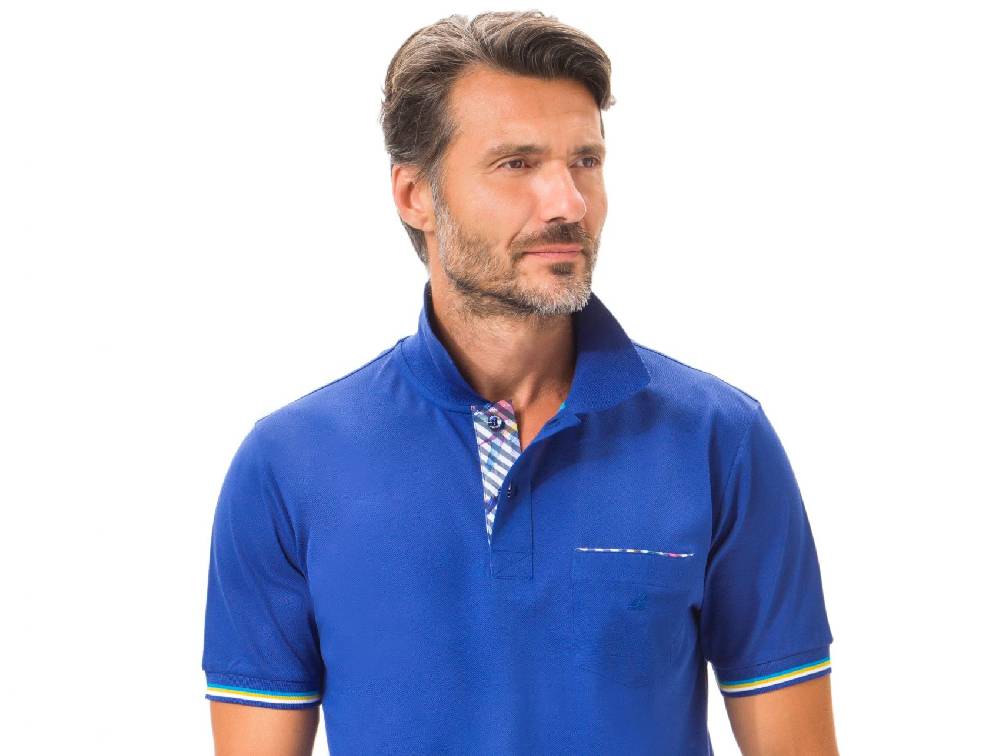 Green Coast Polo Green Coast Blu Scuro Con Taschino In Filo Di Scozia