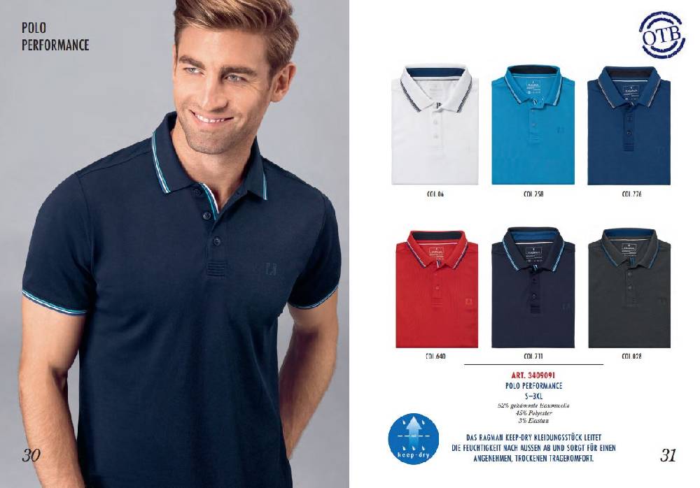 Ragman Polo Rossa In Tessuto Performante Ragman Modern Fit