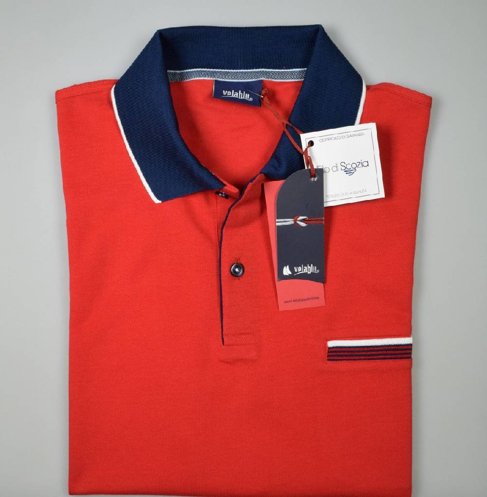 Vela Blu Polo Vela Blu In Filo Di Scozia Rossa Modern Fit