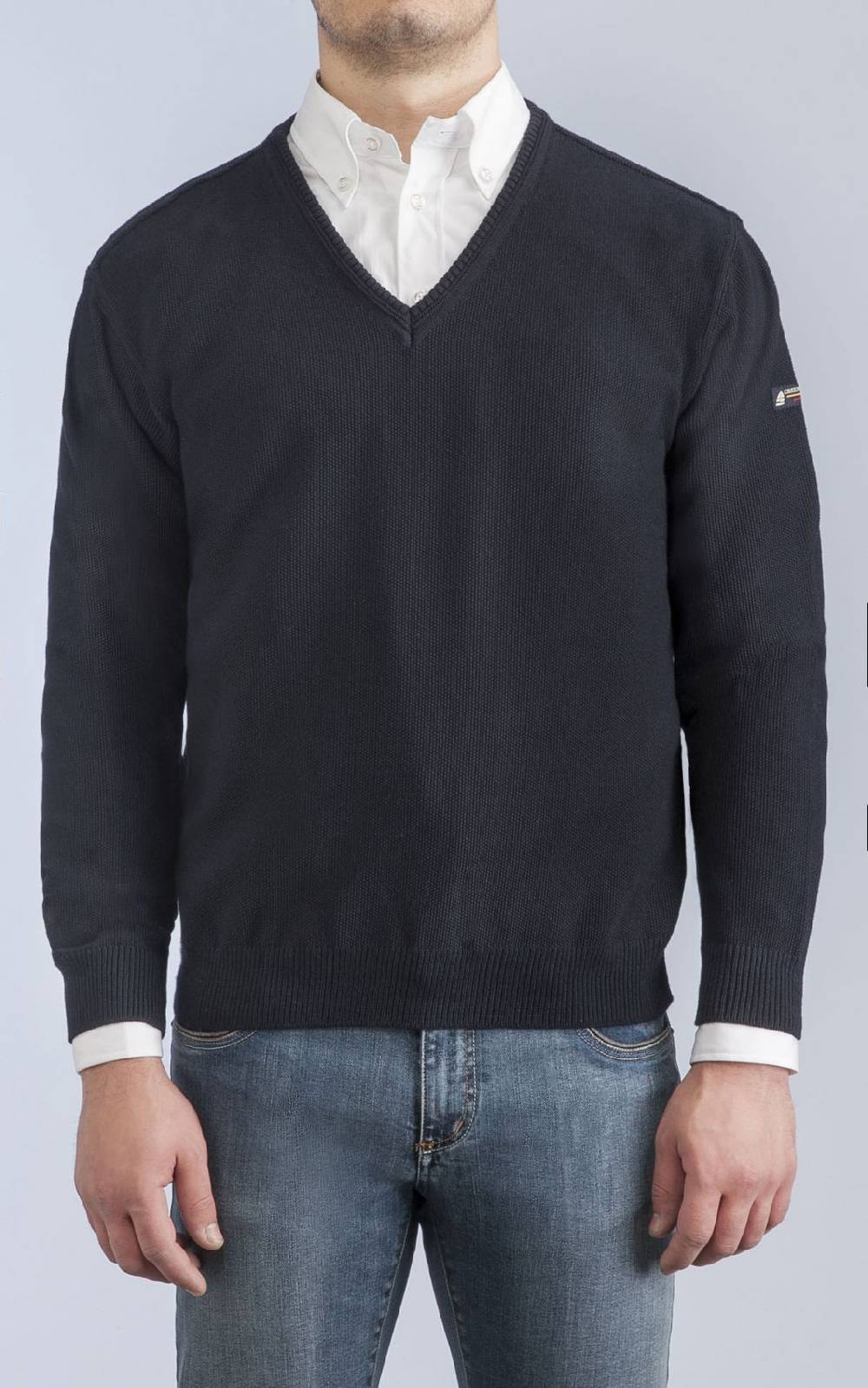 Green Coast Pull-v Pullover Green Coast Made In Italy In Misto Lana Operata