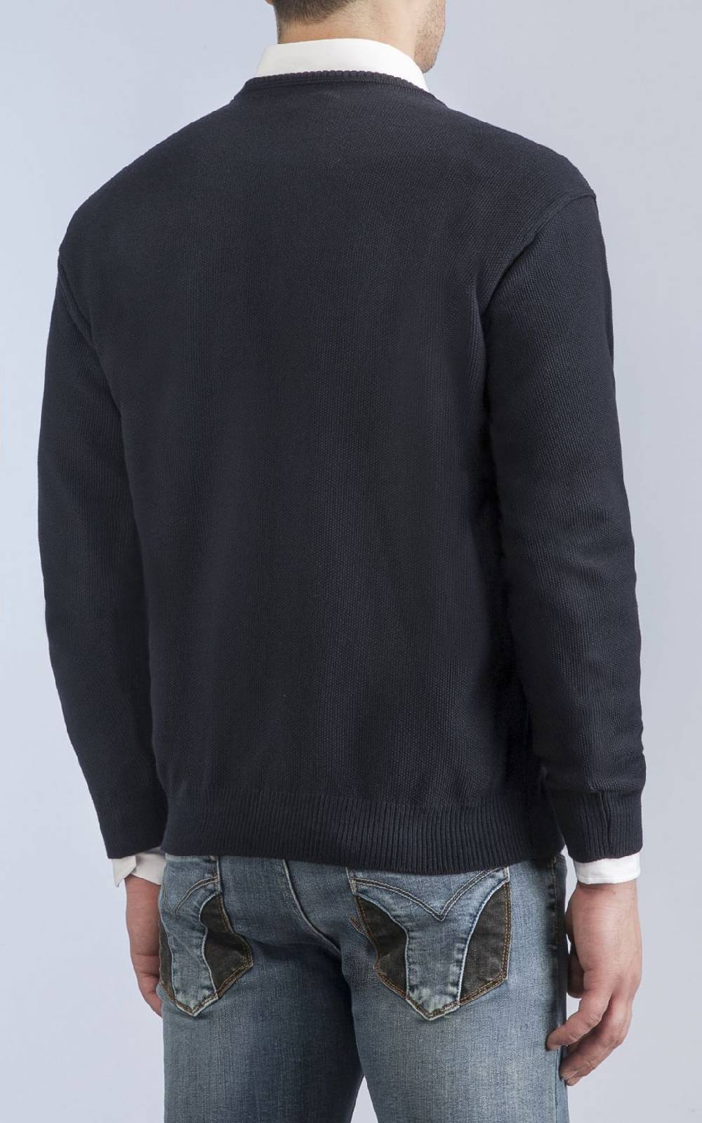 Green Coast Pull-v Pullover Green Coast Made In Italy In Misto Lana Operata