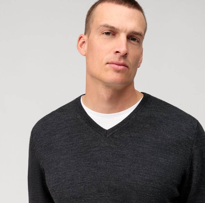Olymp Pullover Scollo A V Grigio Antracite Olymp Regular Fit