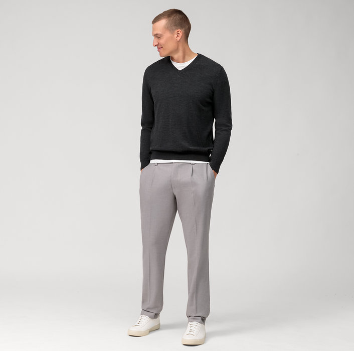 Olymp Pullover Scollo A V Grigio Antracite Olymp Regular Fit