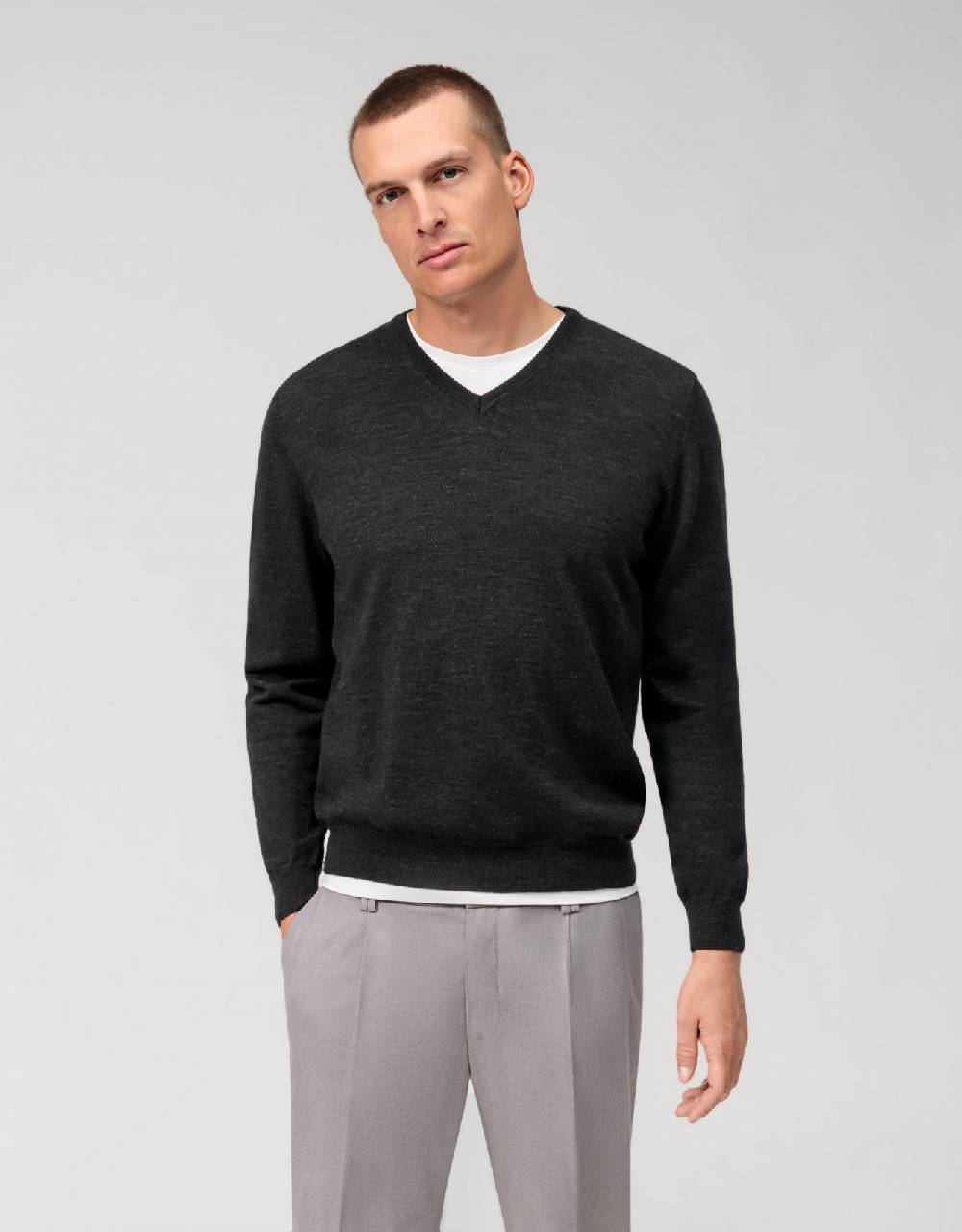 Olymp Pullover scollo a v grigio antracite olymp regular fit