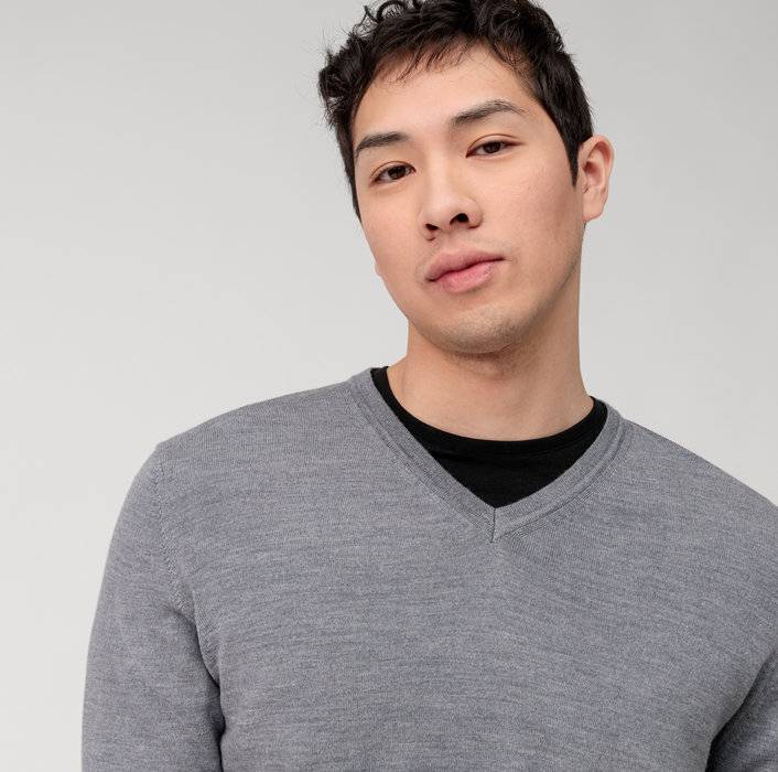 Olymp Pullover Scollo A V Grigio Medio Olymp Regular Fit