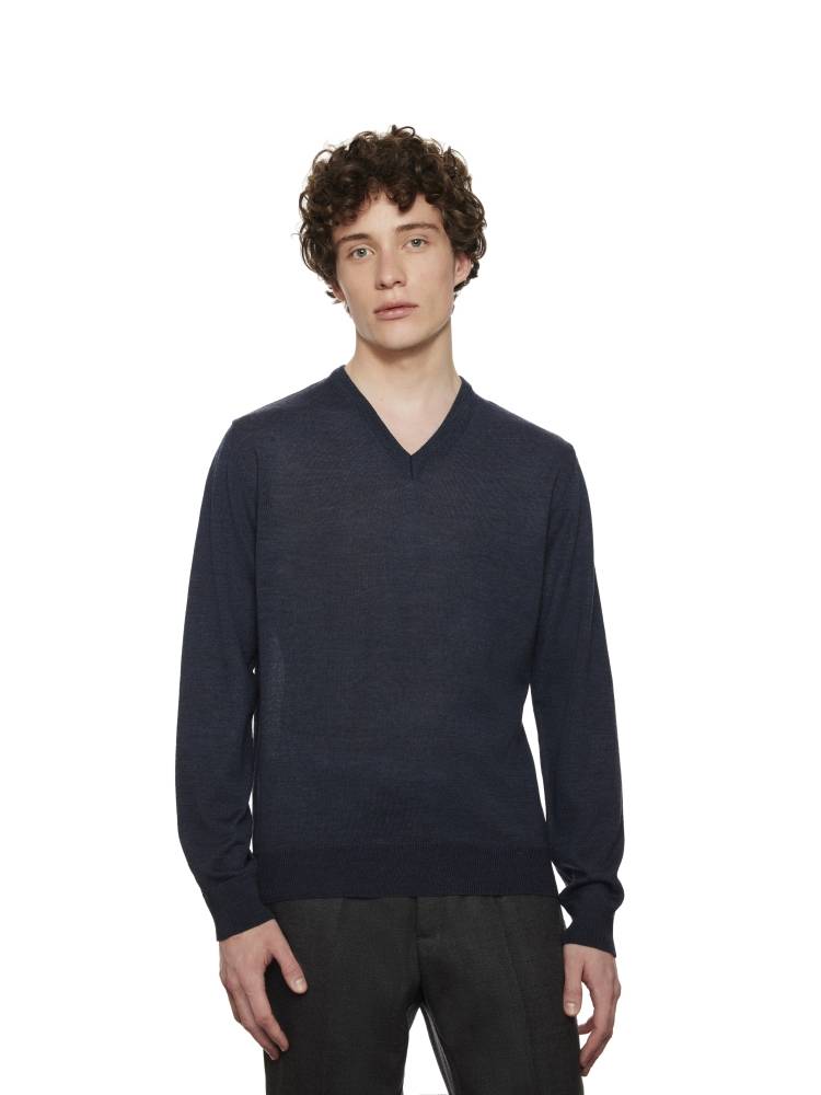 Montechiaro Pullover scollo a v montechiaro in misto lana pettinata modern fit