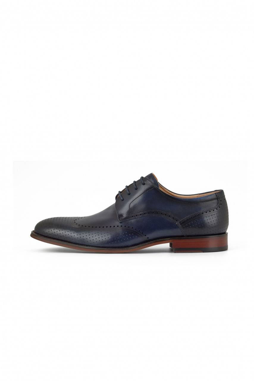 Digel Scarpa Derby All'inglese Blu Elegante Digel In Vera Pelle