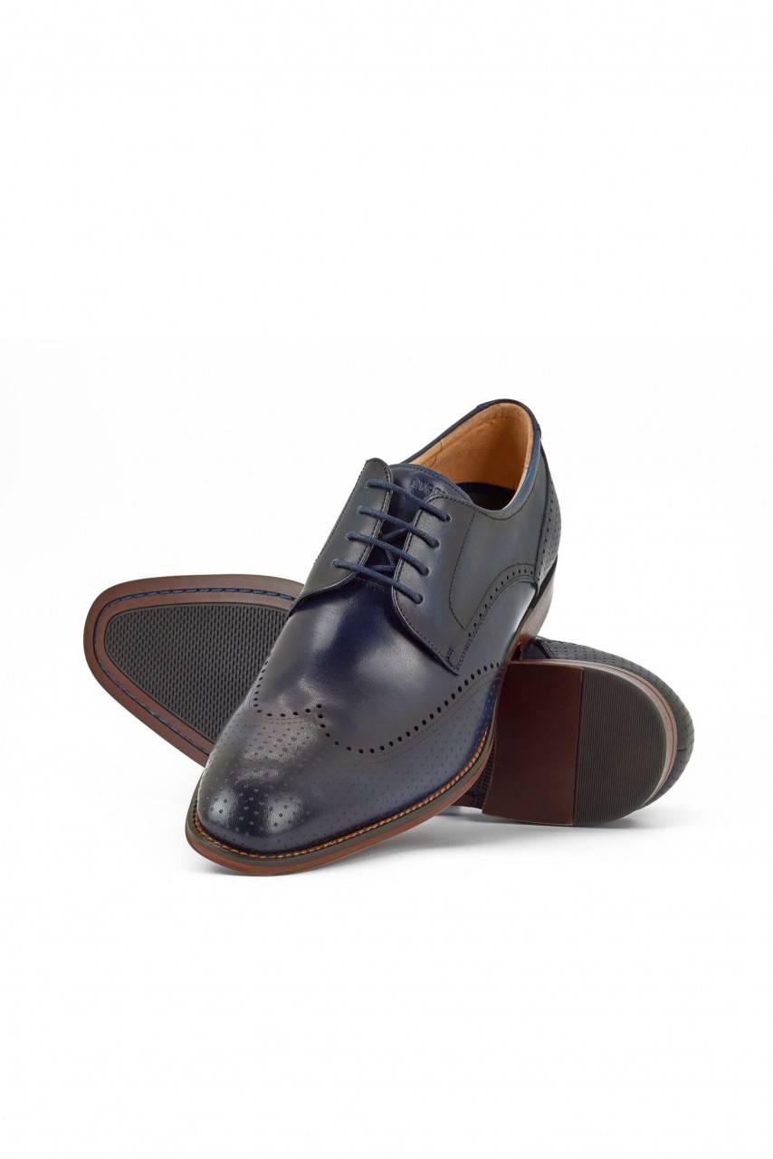 Digel Scarpa Derby All'inglese Blu Elegante Digel In Vera Pelle