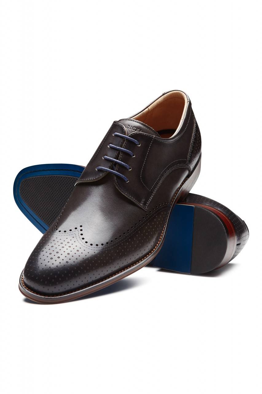 Digel Scarpa Derby All'inglese Grigio Scuro Elegante Digel In Vera Pelle