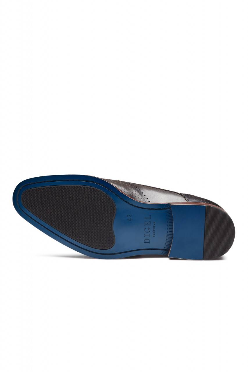 Digel Scarpa Derby All'inglese Grigio Scuro Elegante Digel In Vera Pelle