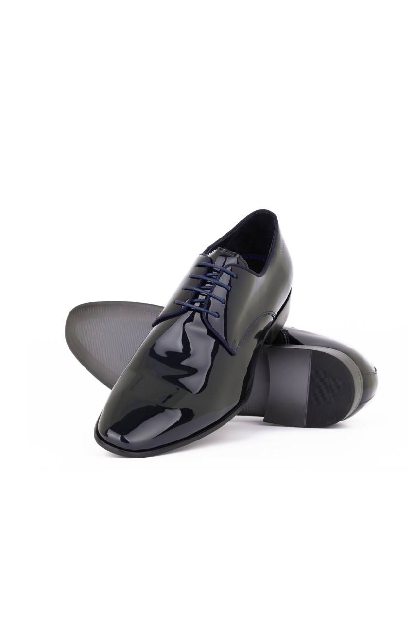 Digel Scarpa Elegante Da Cerimonia Blu Digel In Vera Pelle Verniciata