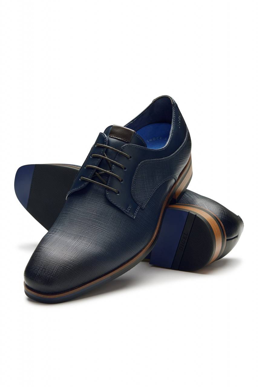 Digel Scarpa Elegante Derby Stringata Blu Digel In Pelle Lavorata