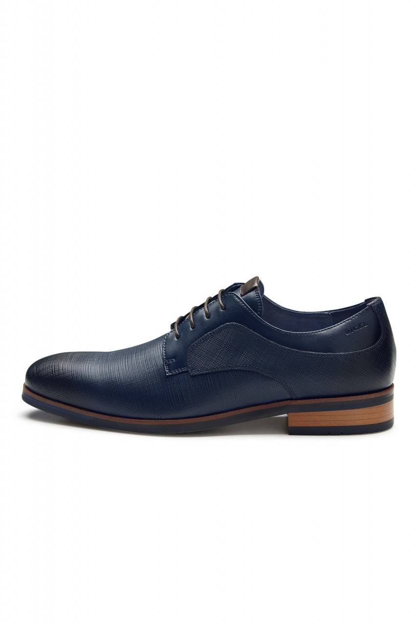 Digel Scarpa Elegante Derby Stringata Blu Digel In Pelle Lavorata