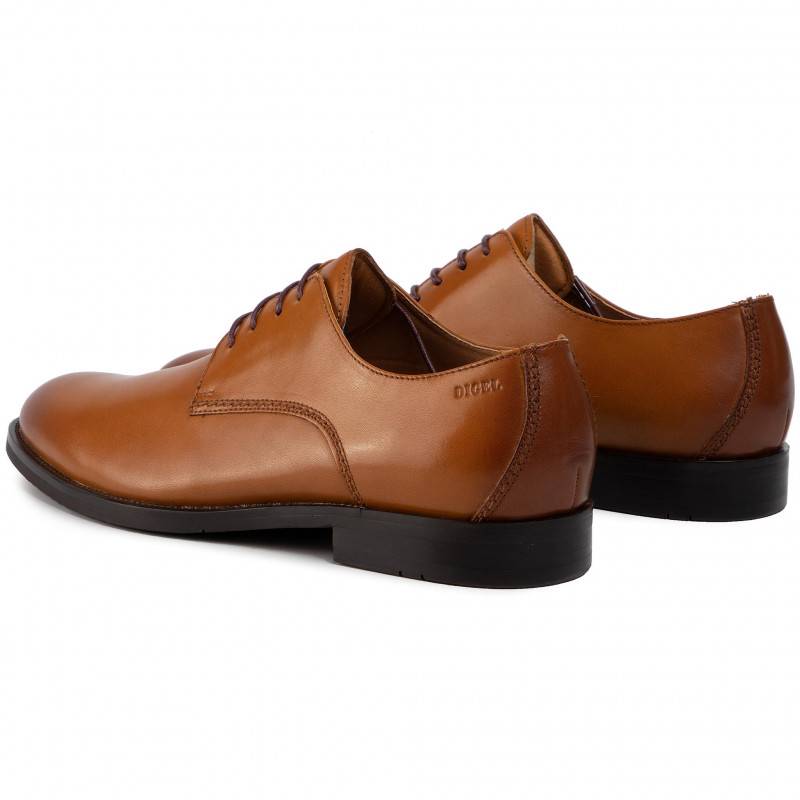Digel Scarpa Modello Derby Digel Color Cognac In Vera Pelle