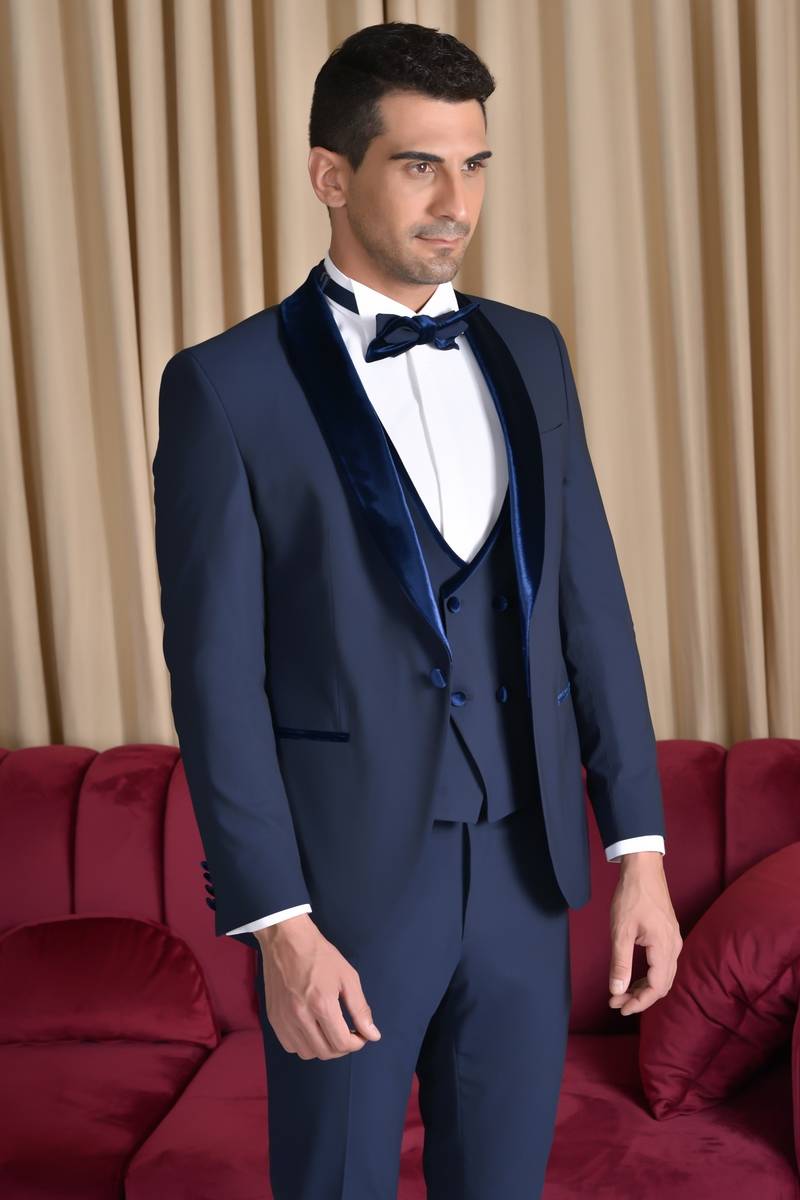 Baggi Smoking Blu Baggi Slim Fit Con Petto A Scialle In Velluto