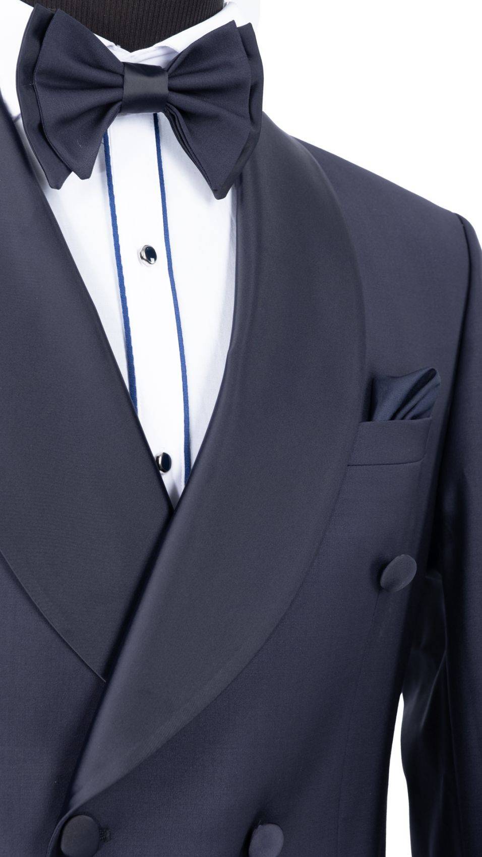 Baggi Smoking Blu Doppiopetto Baggi Cerimonia Slim Fit