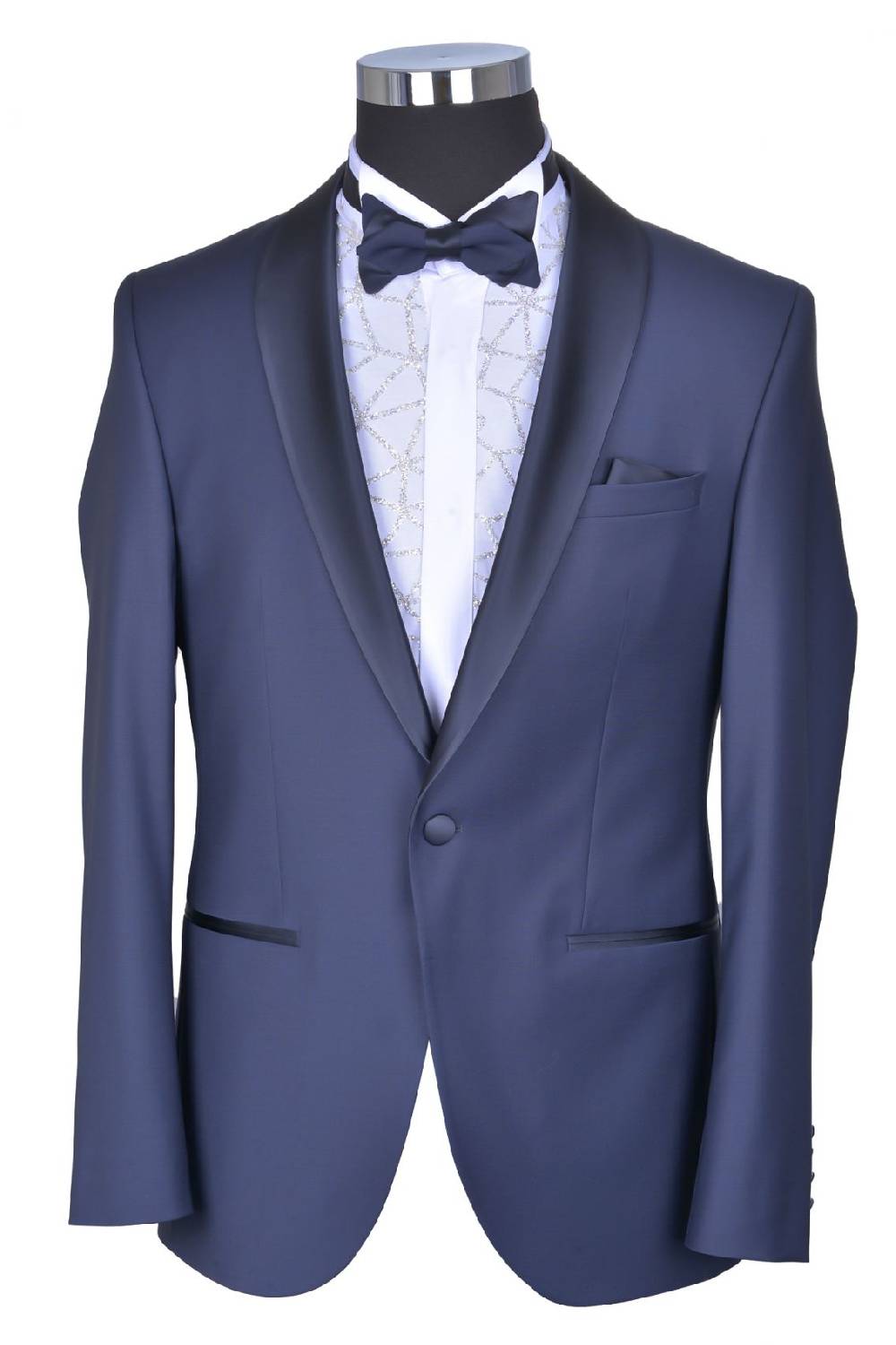 Baggi Smoking Blu Navy Baggi Cerimonia Slim Fit Completo Di Panciotto E Papillon