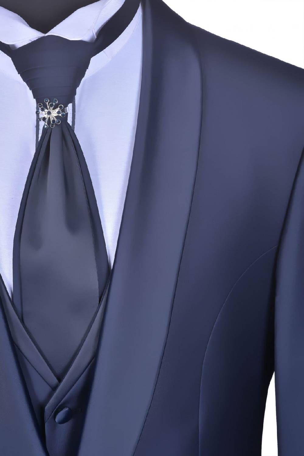 Baggi Smoking Blu Navy Baggi Slim Fit Con Gilet E Plastron