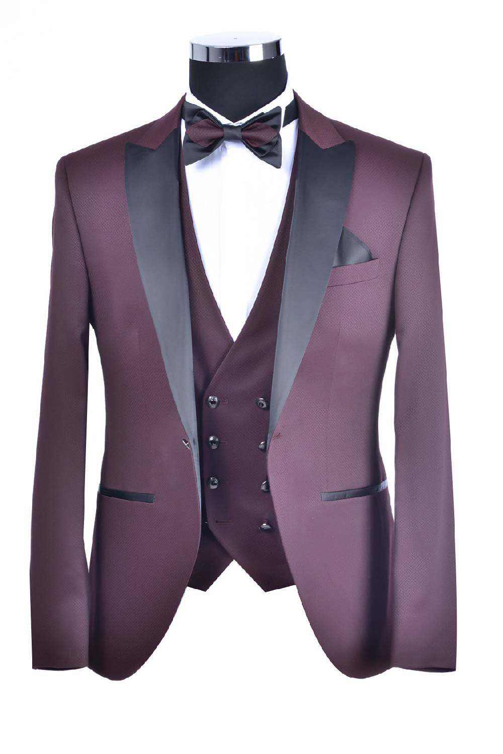 Baggi Smoking Bordeaux Baggi Completo Di Panciotto E Papillon