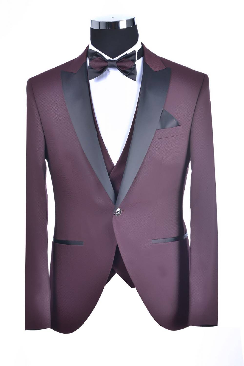 Baggi Smoking Bordeaux Baggi Completo Di Panciotto E Papillon