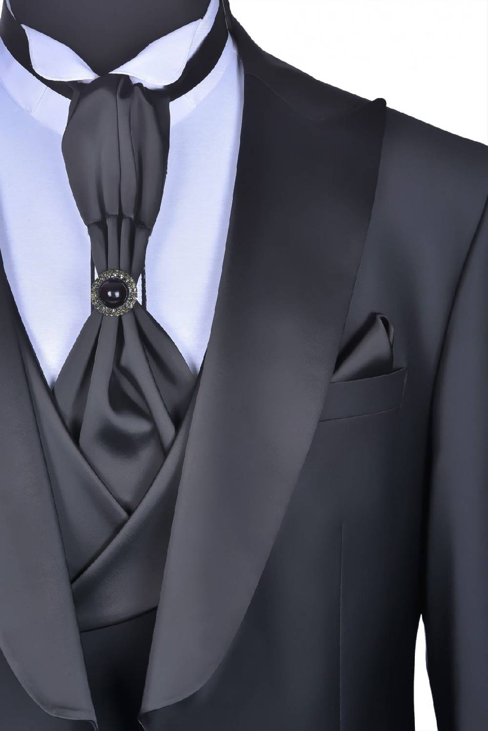 Baggi Smoking Con Petto A Lancia Nero Baggi Slim Fit Con Gilet E Plastron