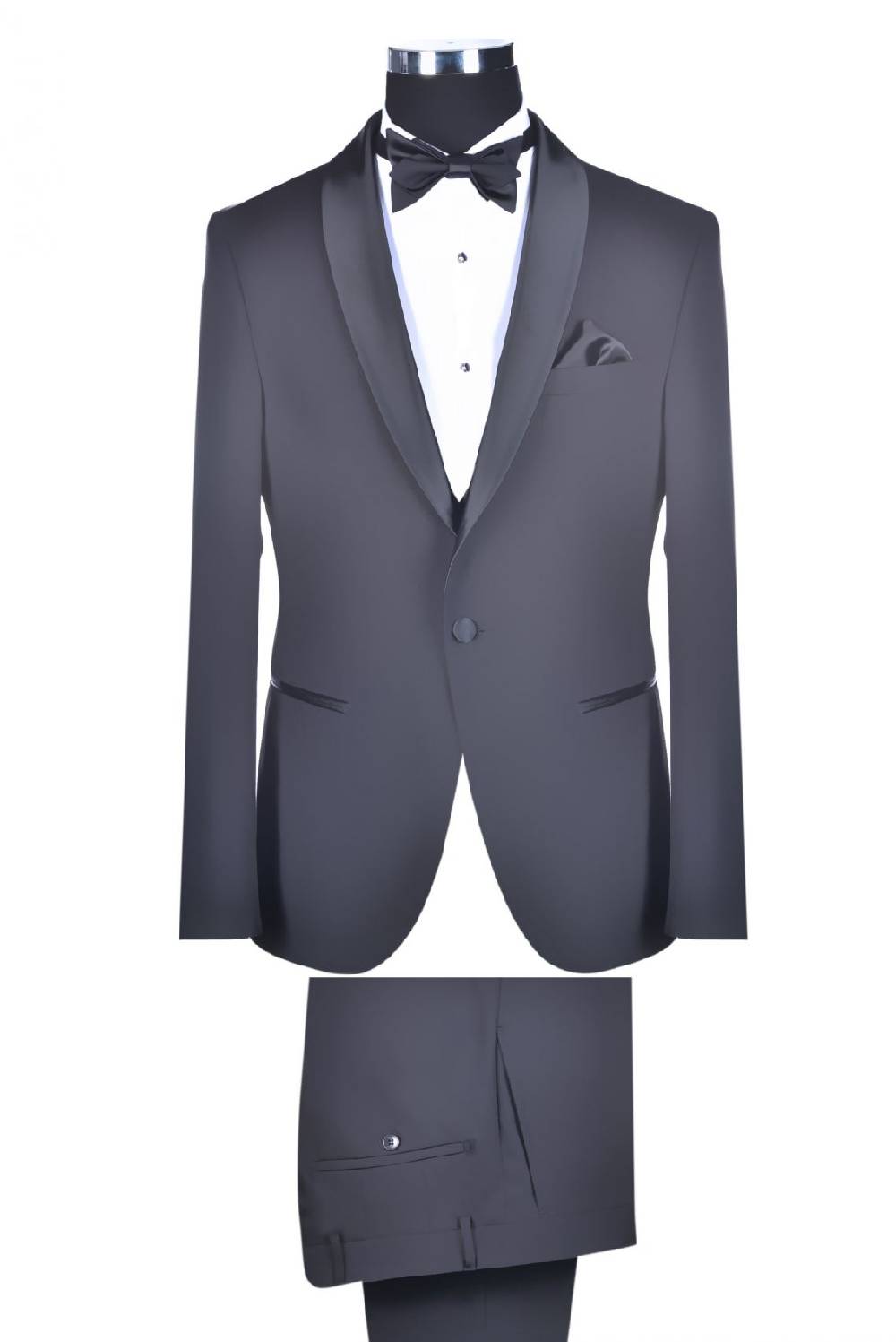 Baggi Smoking elegante baggi nero slim fit con panciotto e papillon