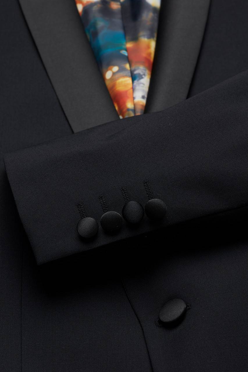 Digel Smoking Moda Slim Fit Nero Digel Lana Stretch