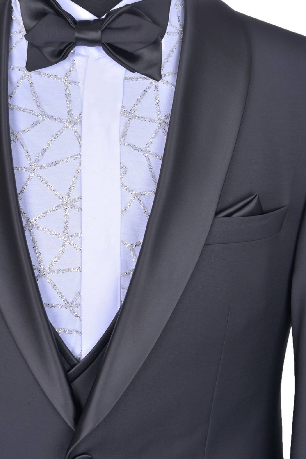 Baggi Smoking Nero Baggi Cerimonia Slim Fit Completo Di Panciotto E Papillon