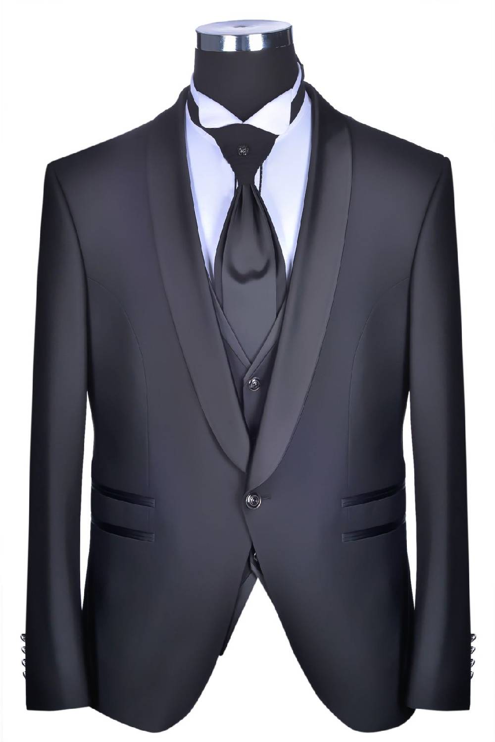 Baggi Smoking Nero Baggi Slim Fit Con Gilet E Plastron