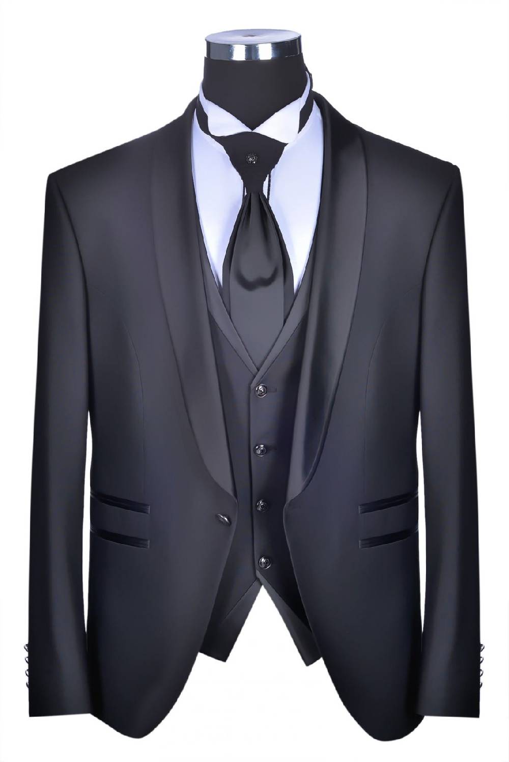 Baggi Smoking Nero Baggi Slim Fit Con Gilet E Plastron