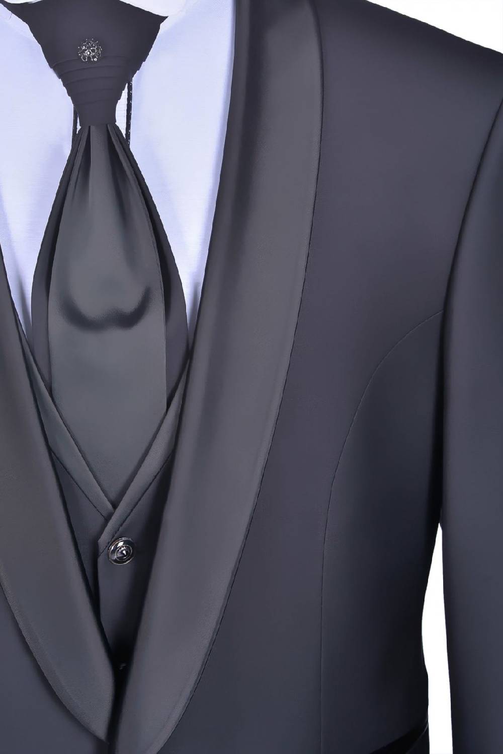 Baggi Smoking Nero Baggi Slim Fit Con Gilet E Plastron